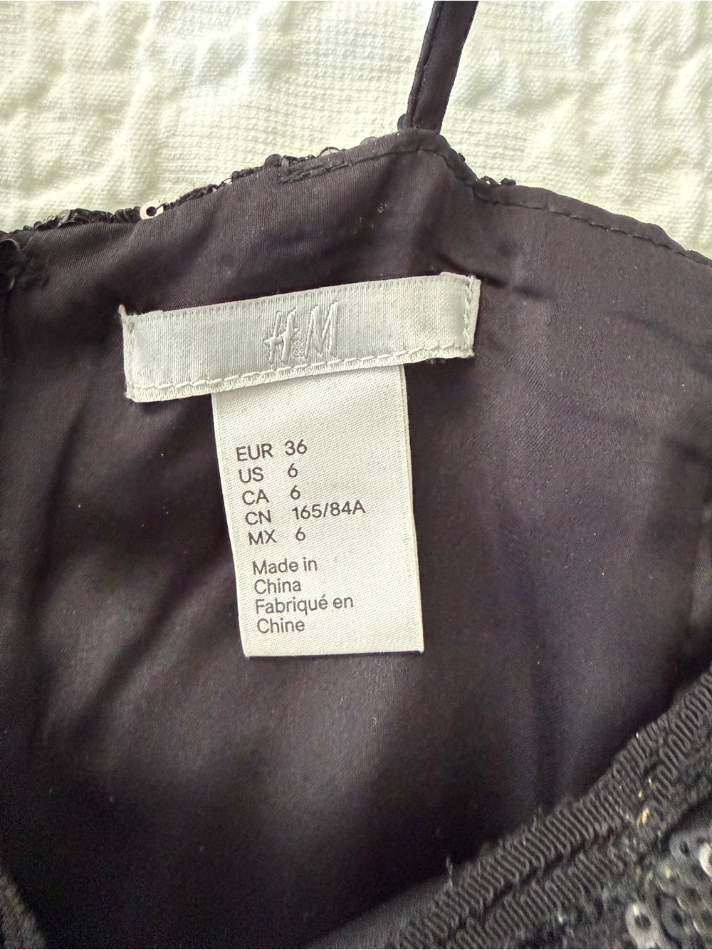 H&M Black Sequin Lace Slip Dress Size 6 - Picture 5 of 5